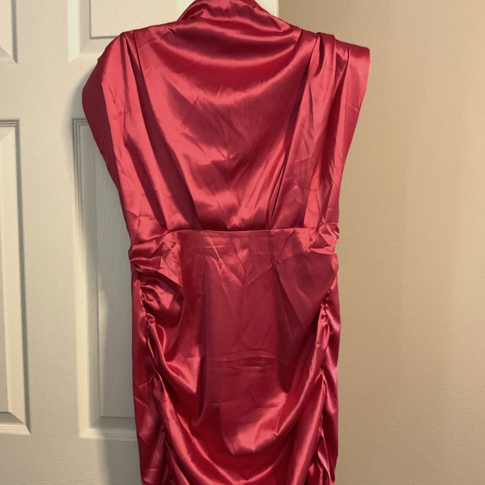 Red satin dress